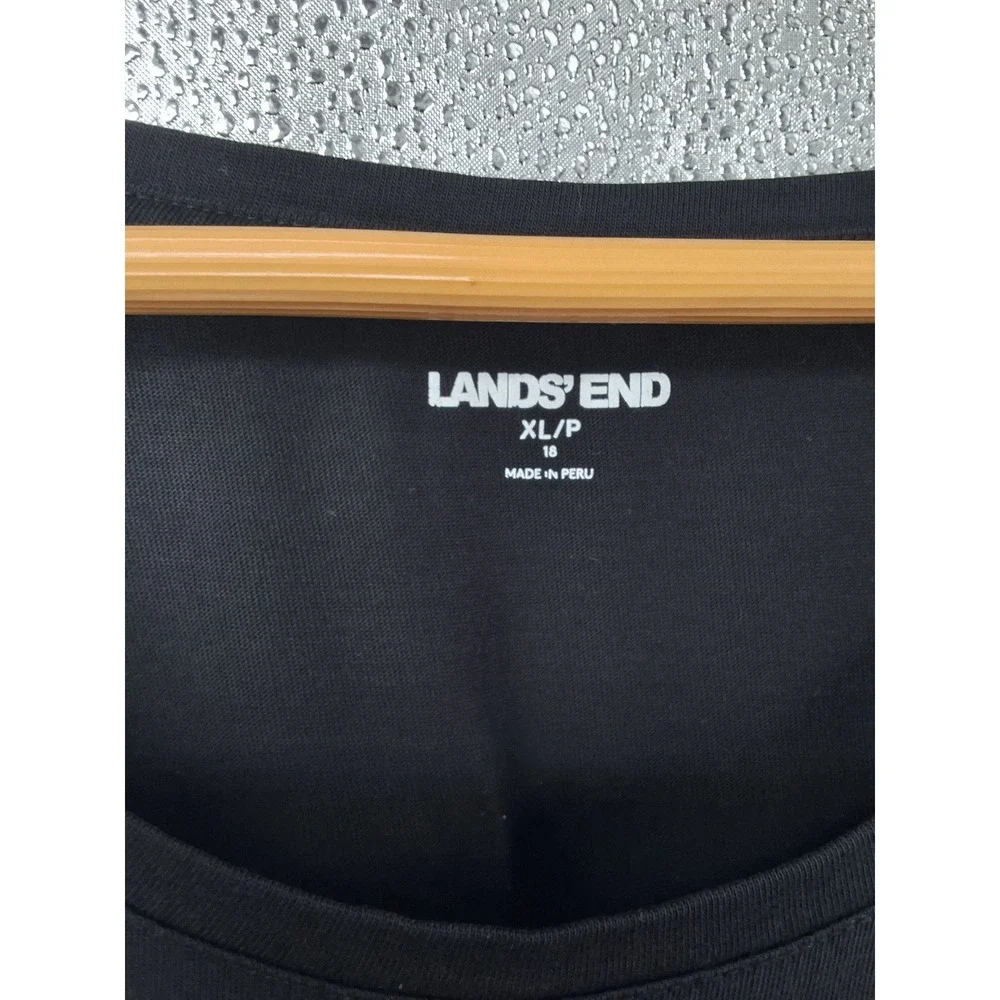 Lands End Women's Tank Top XL Petite Black Supima Cotton Made in Peru Sleeveless